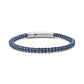 Blue rope box link men's bracelet featuring polished stainless steel clip clasp