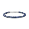 Blue rope box link men's bracelet featuring polished stainless steel clip clasp
