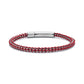 Red rope box link men's bracelet with polished stainless steel clip clasp