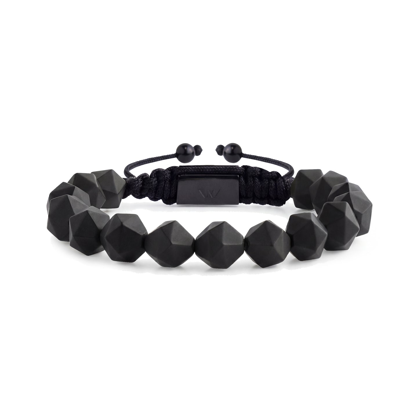 Faceted Matte Black Bead Bracelet