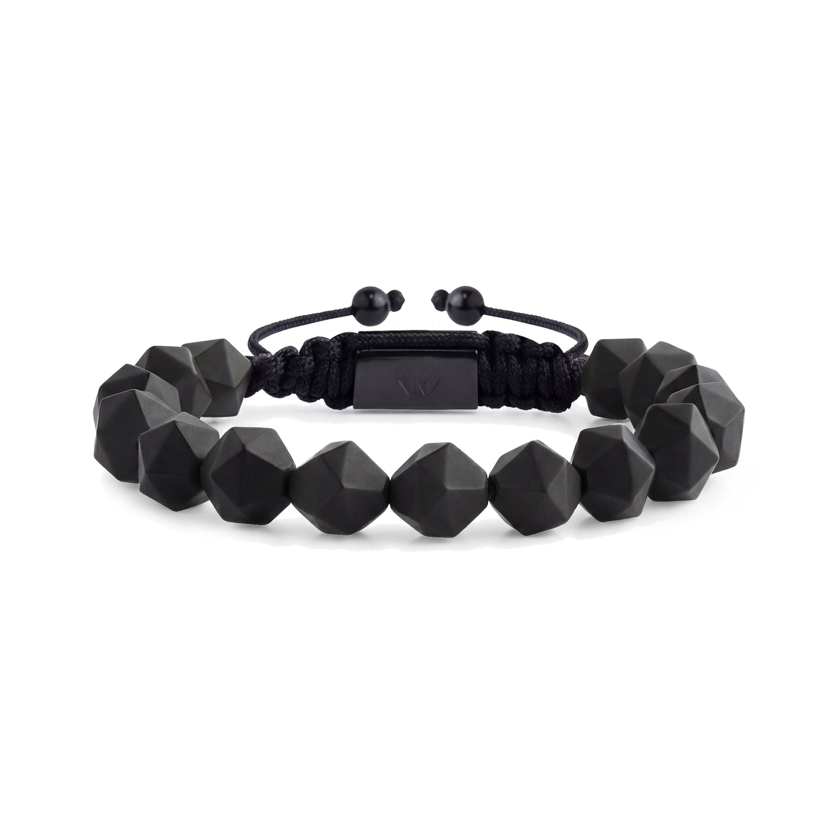 Faceted Matte Black Bead Bracelet
