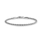 Close-up angle of thin stainless steel rope chain bracelet with lobster clasp