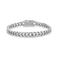 Back view of stainless steel Cuban link bracelet showing smooth clasp surface
