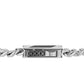 Close-up of clasp showing black cubic zirconia stones set on the side