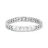 Pyramid faceted ID bracelet with 8mm wide Cuban link chain in polished silver stainless steel
