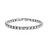 Close-up of polished stainless steel essential round box link bracelet with custom lobster clasp