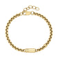 Gold round box link urn bracelet laid flat with lobster clasp and adjustable extension chain