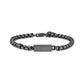 Gunmetal engravable bar urn bracelet with 4mm round box link chain, full length view