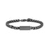 Gunmetal engravable bar urn bracelet with 4mm round box link chain, full length view