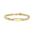 Gold engravable bar urn bracelet with 4mm round box link chain, full length view