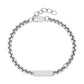 Close-up of the silver urn bracelet's rectangular engravable capsule bar