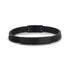 Matte black leather ID bracelet showing the click-in secure clasp with A.R.Z Steel logo, back view