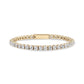 Gold stainless steel men's tennis bracelet with 4mm cubic zirconia stones, top view