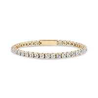 Gold stainless steel men's tennis bracelet with 4mm cubic zirconia stones, top view