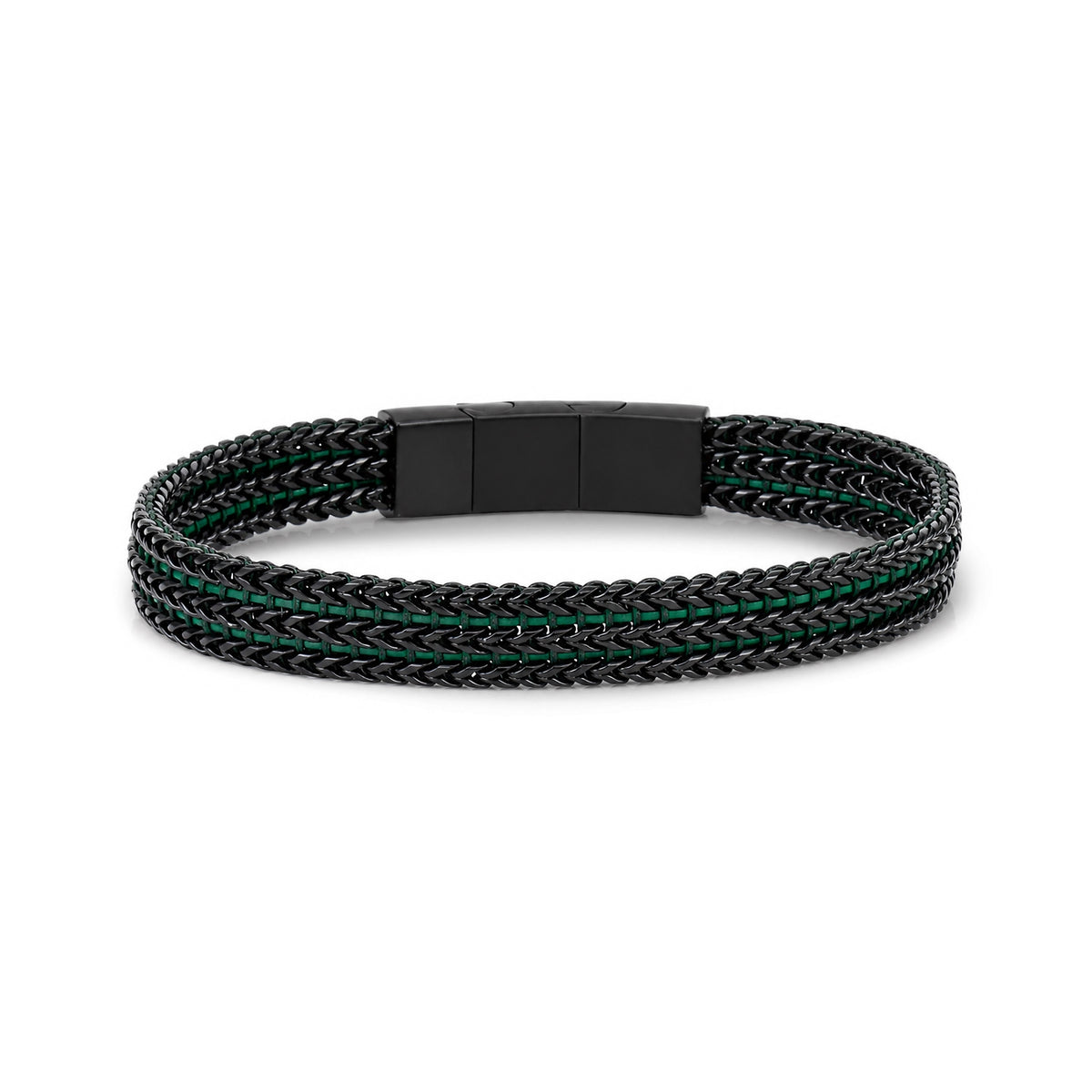 Green & Black Woven Steel Bracelet