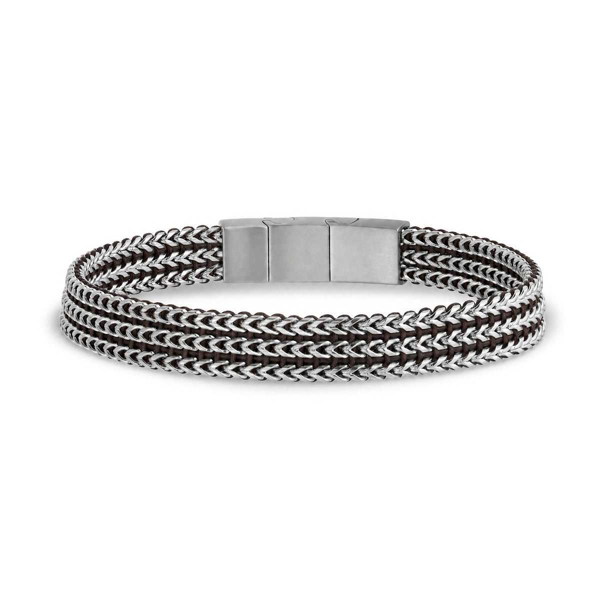 Brown & Silver Woven Steel Bracelet