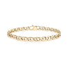 Gold stainless steel sailor link bracelet laid flat showing oval mariner-style links and lobster clasp