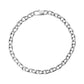 Silver sailor link bracelet viewed from above in a circular coil showing the full chain pattern