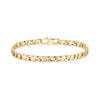 Gold stainless steel flat mariner link bracelet laid flat showing polished flat-sided links and lobster clasp