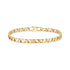 Gold stainless steel flat mariner link bracelet laid flat showing polished flat-sided links and lobster clasp