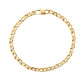 Gold flat mariner link bracelet viewed from above in a circular coil showing the full chain pattern