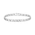 Silver stainless steel flat mariner link bracelet laid flat showing polished flat-sided links and lobster clasp