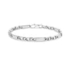 Silver stainless steel long link mariner bracelet laid flat showing elongated bar links and lobster clasp