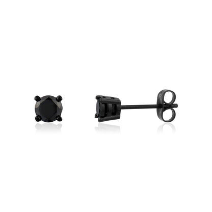 Black Stone Studs | 5MM - Men Earrings - The Steel Shop