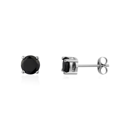 Black Stone Studs | 6.5MM - Men Earrings - The Steel Shop