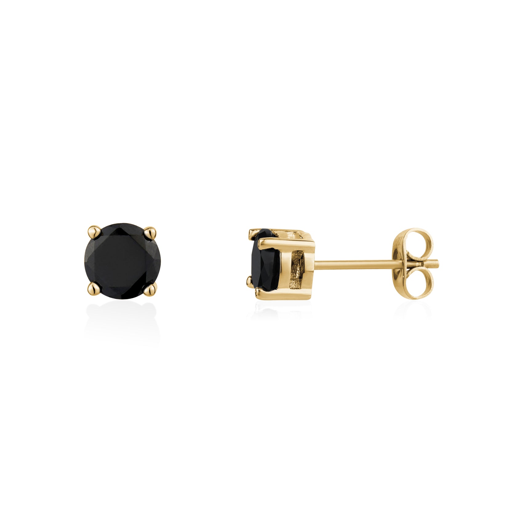 Black Stone Studs | 6.5MM - Men Earrings - The Steel Shop