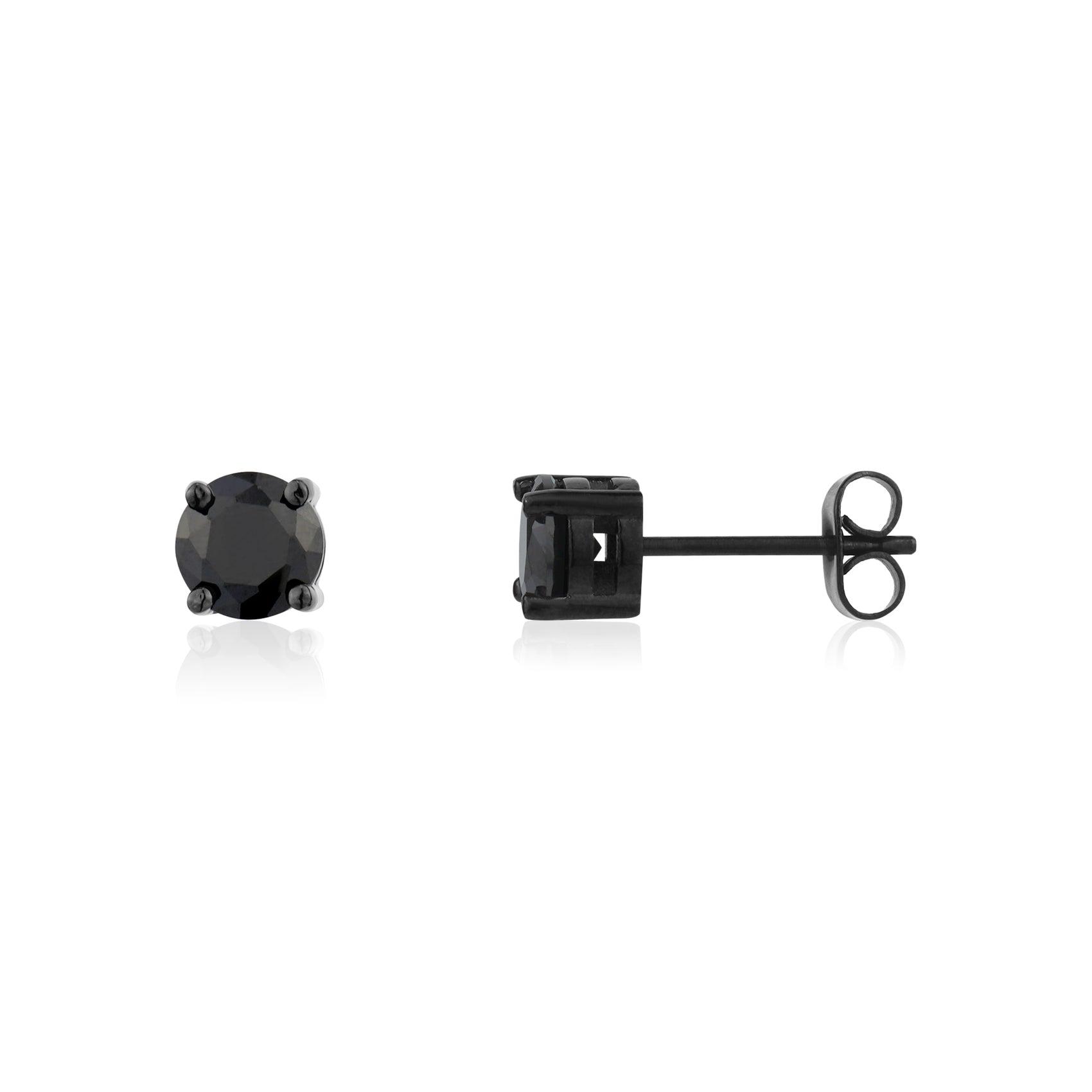Black Stone Studs | 6.5MM - Men Earrings - The Steel Shop