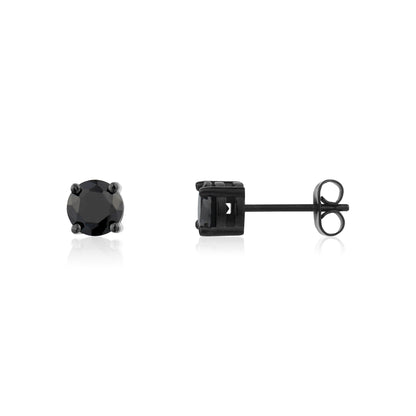 Black Stone Studs | 6.5MM - Men Earrings - The Steel Shop