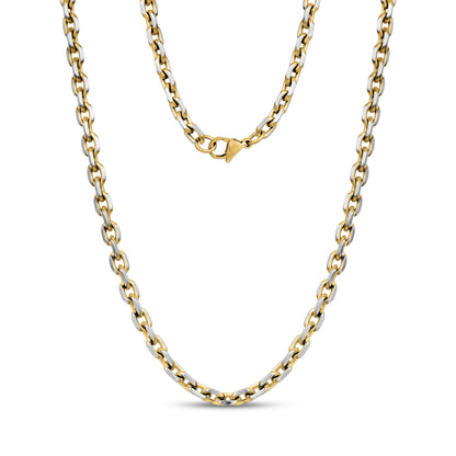 Two Tone Anchor Link Chain | 5MM - Men Necklace - The Steel Shop