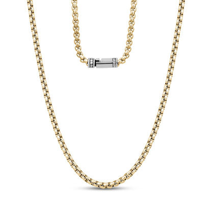 Detailed Round Box Link Chain | 4MM - Men Necklace - The Steel Shop