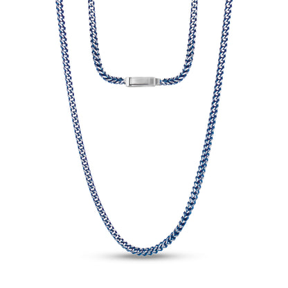 Electric Blue Franco Link Chain - Men Necklace - The Steel Shop
