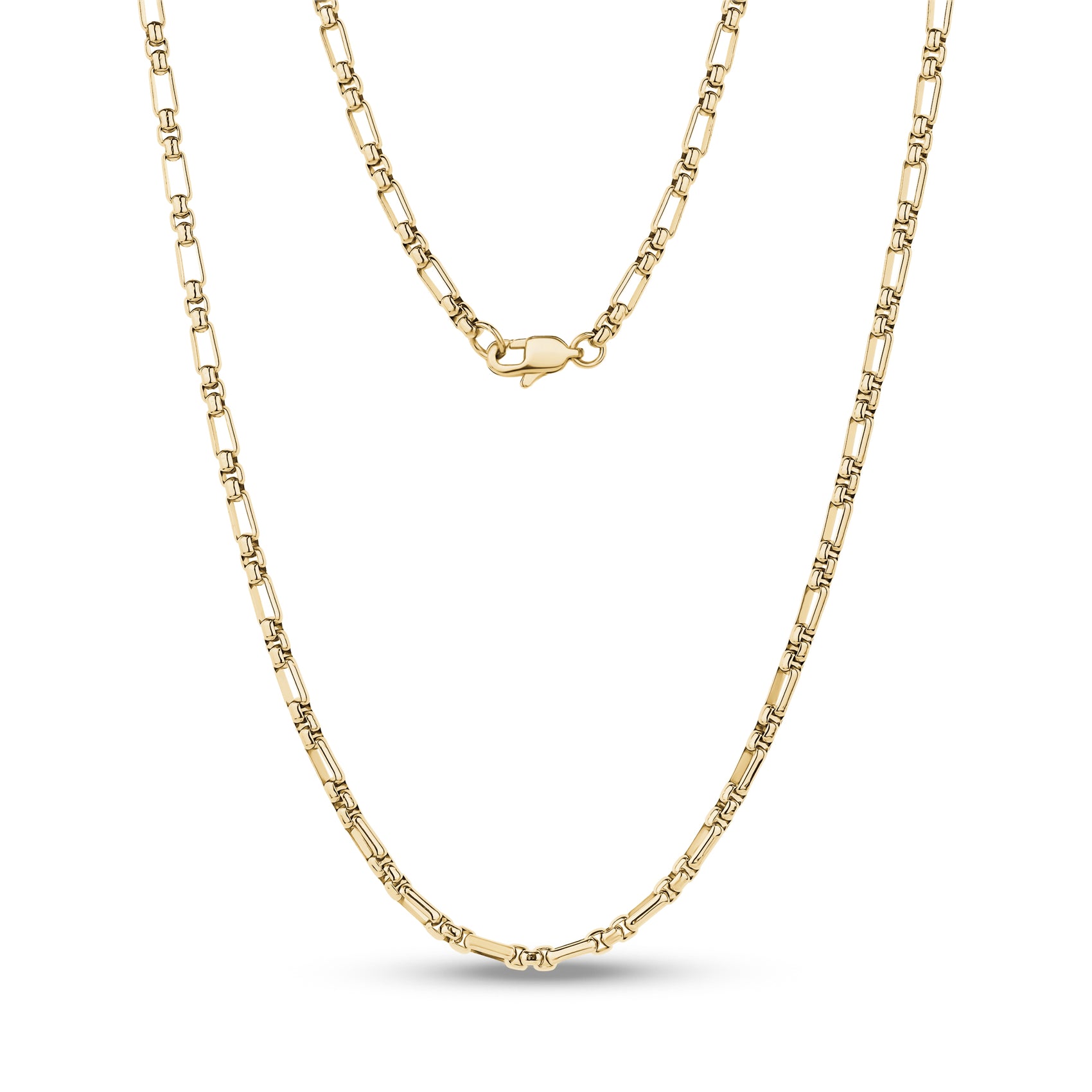 Round Box Link Figaro Chain - Men Necklace - The Steel Shop
