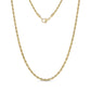 Gold thin rope chain necklace with 2mm twisted design and lobster clasp closure