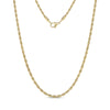 Gold thin rope chain necklace with 2mm twisted design and lobster clasp closure