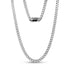 High-quality 7mm stainless steel Cuban link chain with carbon fiber accented clasp and black cubic zirconia stones  