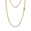 Silver ribbed capsule urn necklace laid out full length, showing rolo chain and cylindrical ash-holder charm