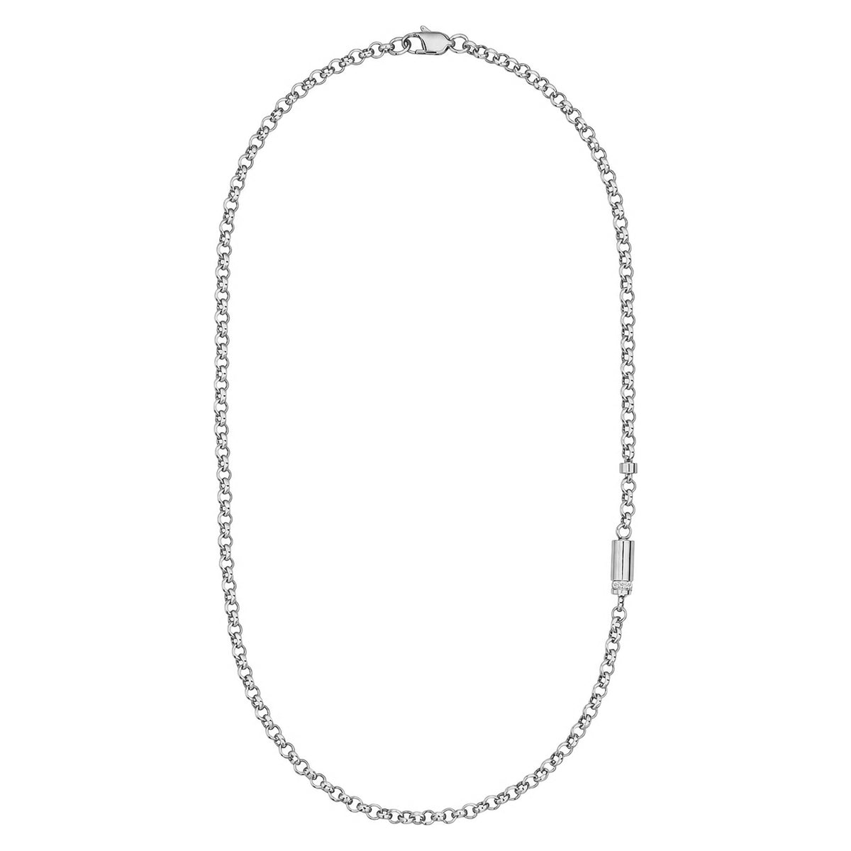 Silver lab diamond memorial necklace in circular view, featuring the ribbed ash capsule set with lab-grown diamonds