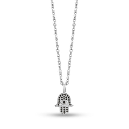 Black Stone Hamsa Pendant - unisex pendant - The Steel Shop