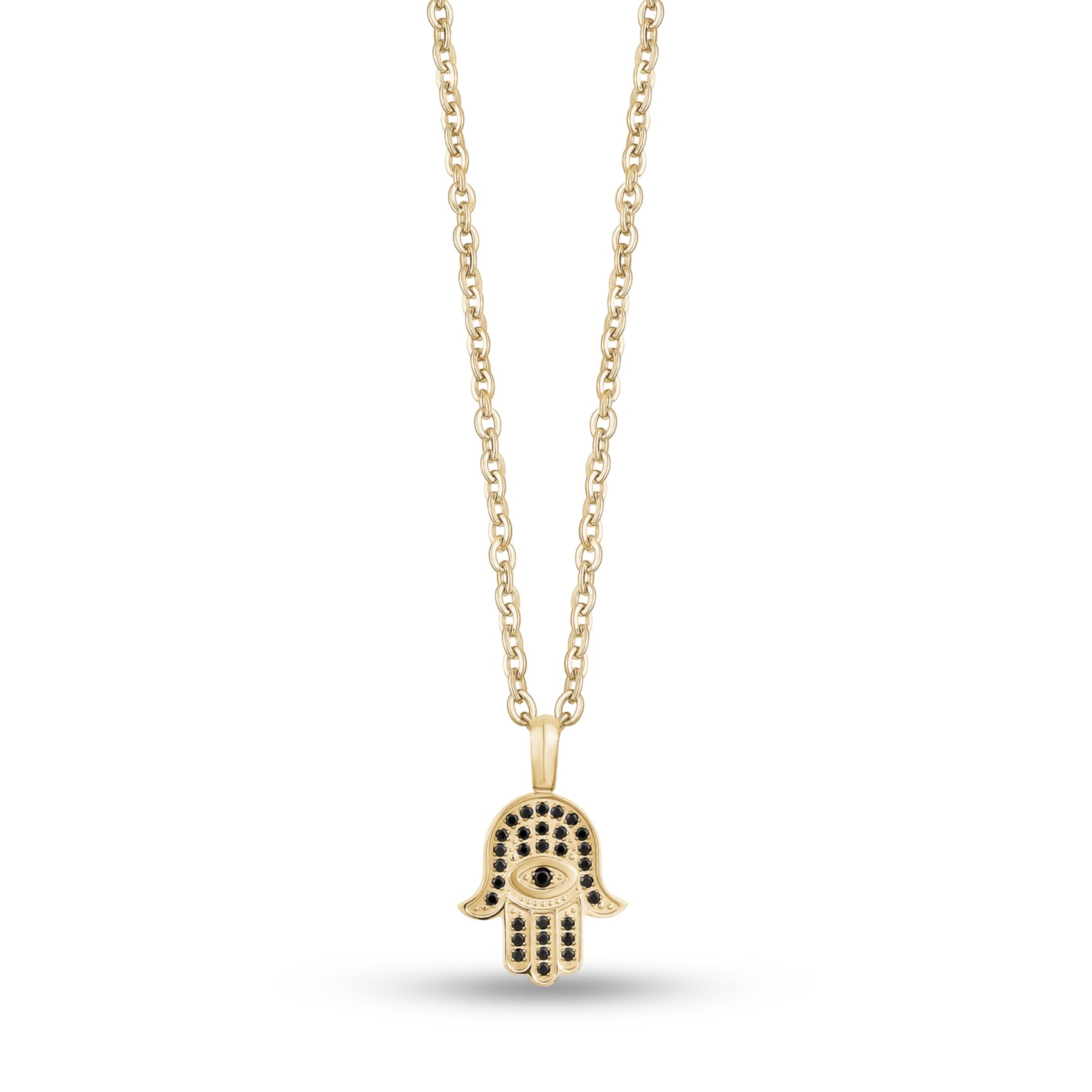 Black Stone Hamsa Pendant - unisex pendant - The Steel Shop