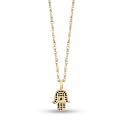 Black Stone Hamsa Pendant - unisex pendant - The Steel Shop