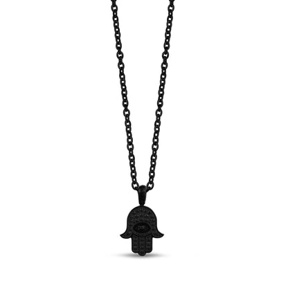 Black Stone Hamsa Pendant - unisex pendant - The Steel Shop