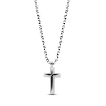 Matte Black Stone Cross Pendant - Men Pendant - The Steel Shop