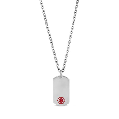 Minimal Medical Dog Tag - Unisex Pendant - The Steel Shop