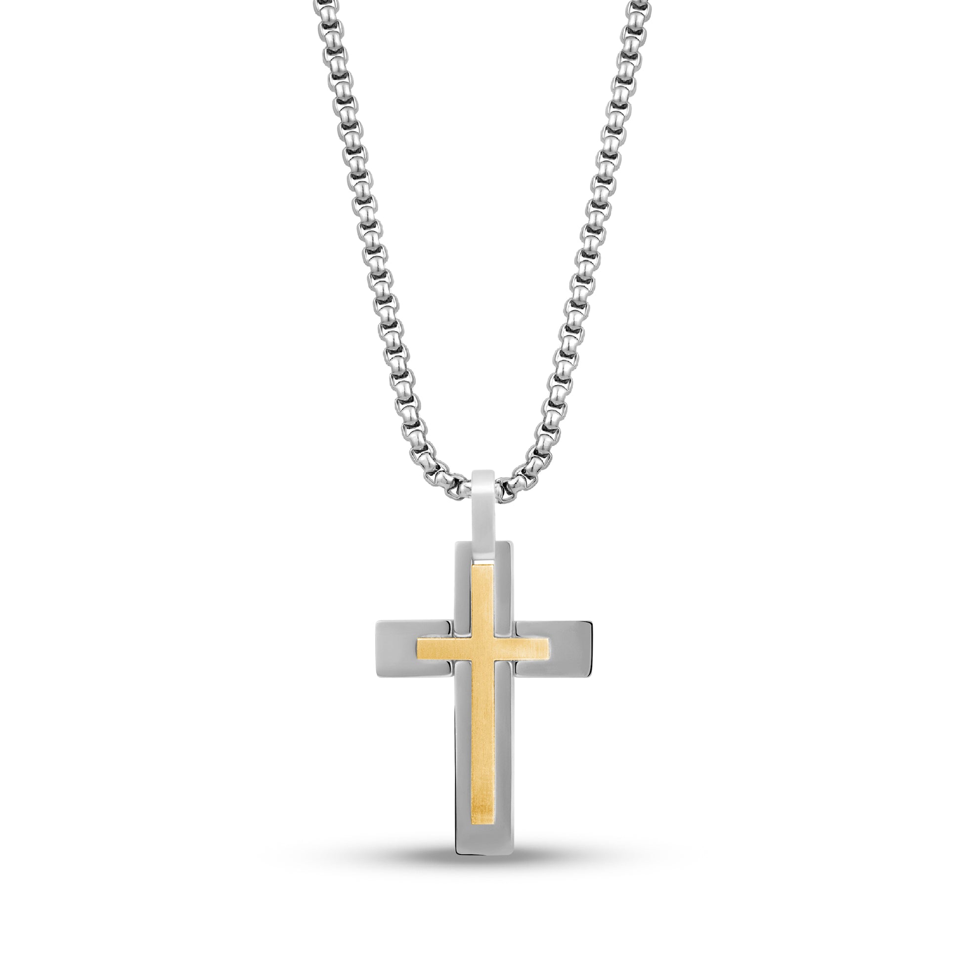 Matte and Shiny Two Tone Cross Pendant – The Steel Shop