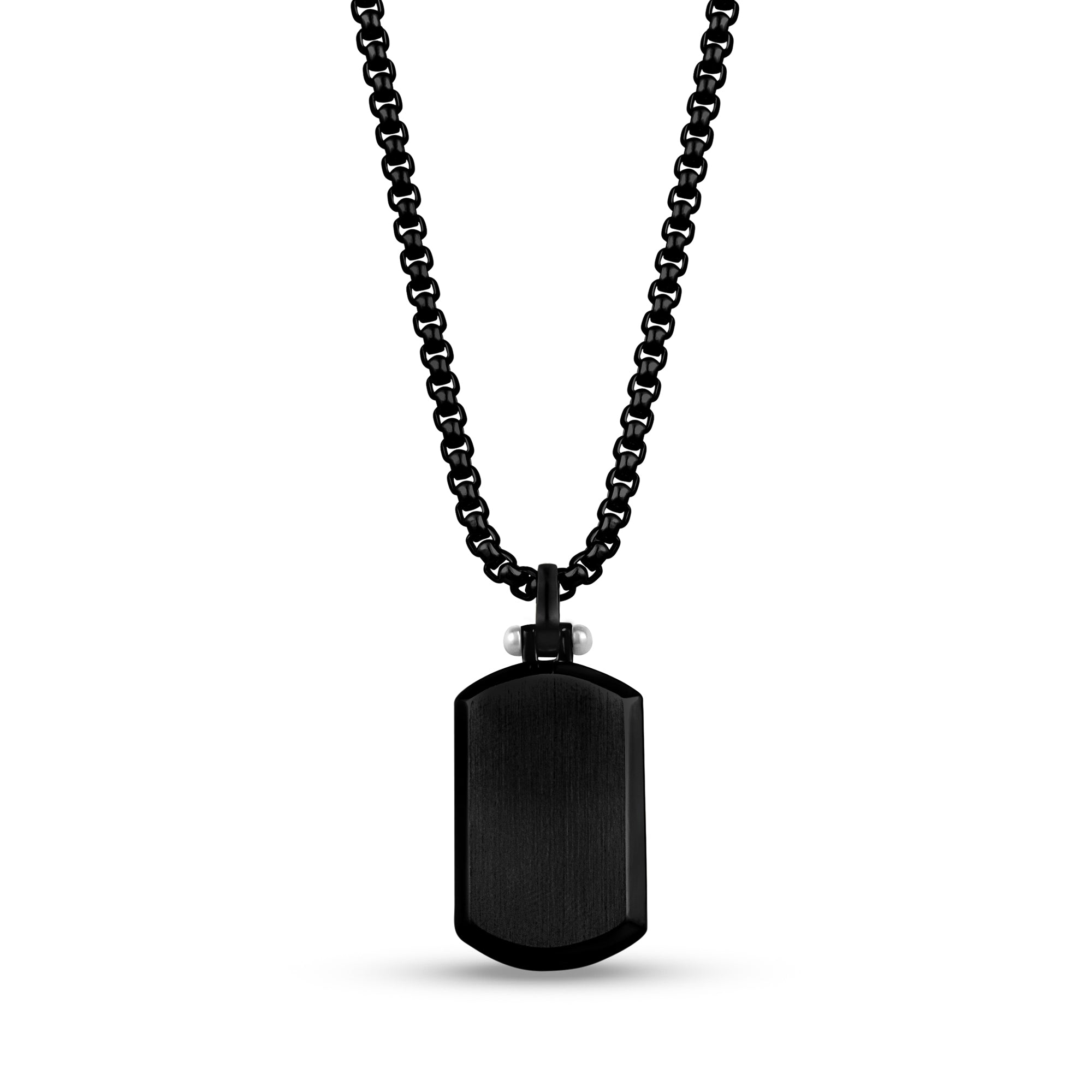 Matte Steel Two Tone Beveled Edge Dog Tag Engravable Pendant for