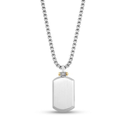 Beveled Edge Two Tone Dog Tag - Men Pendant - The Steel Shop